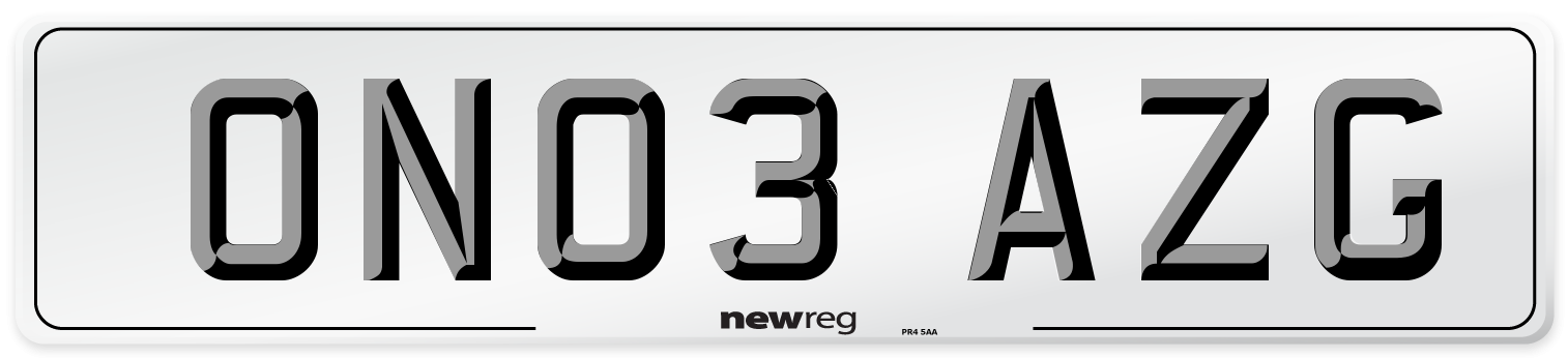 ON03 AZG Number Plate from New Reg